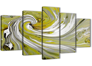 Oversized Extra Large Lime Green Swirls Modern Abstract Canvas Wall Art Multi 5 Panel 160cm Wide 5351 For Your Living Room