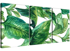 Oversized Green Palm Tropical Banana Leaves Canvas Split Triptych 3324 For Your Kitchen