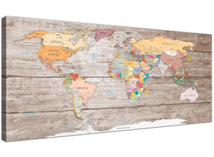 Oversized Large Decorative Map Of The World Atlas Canvas Modern 120cm Wide 1326 For Your Kitchen