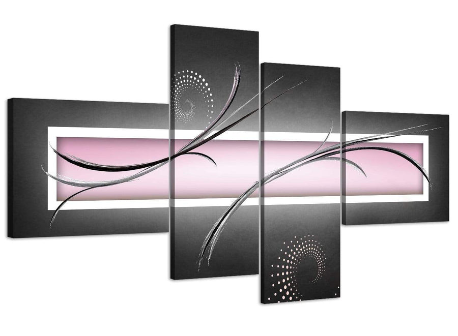 oversized large pale pink black grey blush pink modern abstract canvas split 4 part 4296 for your living room