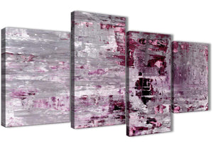 Oversized Large Plum Grey Abstract Painting Wall Art Print Canvas Split 4 Piece 130cm Wide 4359 For Your Living Room