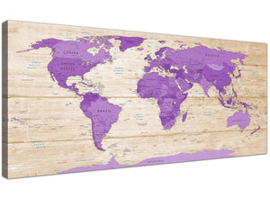 Oversized Large Purple Cream Map Of The World Atlas Canvas Modern 120cm Wide 1312 For Your Kitchen