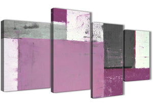 Oversized Large Purple Grey Abstract Painting Canvas Wall Art Picture Split 4 Set 130cm Wide 4355 For Your Dining Room