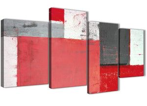 Oversized Large Red Grey Abstract Painting Canvas Wall Art Multi 4 Set 130cm Wide 4343 For Your Dining Room