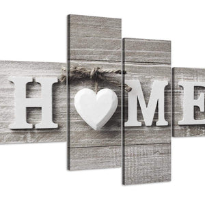 Oversized Large Shabby Chic Home Quote Beige Canvas Multi 4 Panel 4317 For Your Kitchen
