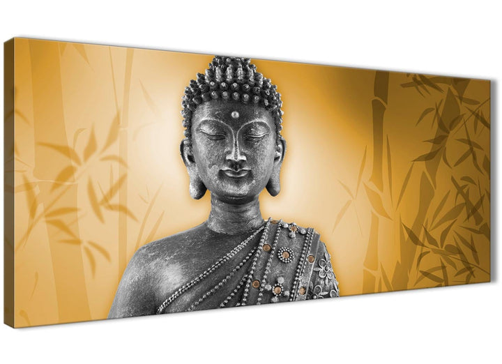 Oversized Orange And Grey Silver Wall Art Prints Of Buddha Canvas Modern 120cm Wide 1329 For Your Hallway - 1329