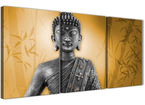 Oversized Orange And Grey Silver Wall Art Prints Of Buddha Canvas Split Set Of 3 3329 For Your Hallway