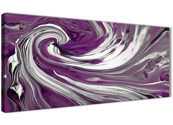Oversized Plum Purple White Swirls Modern Abstract Canvas Wall Art Modern 120cm Wide 1353 For Your Bedroom - 3353