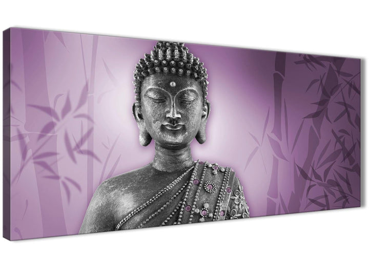 Oversized Purple And Grey Silver Wall Art Prints Of Buddha Canvas Modern 120cm Wide 1330 For Your Living Room - 1330