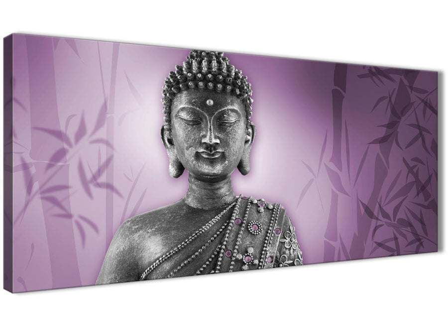 Oversized Purple And Grey Silver Wall Art Prints Of Buddha Canvas Modern 120cm Wide 1330 For Your Living Room