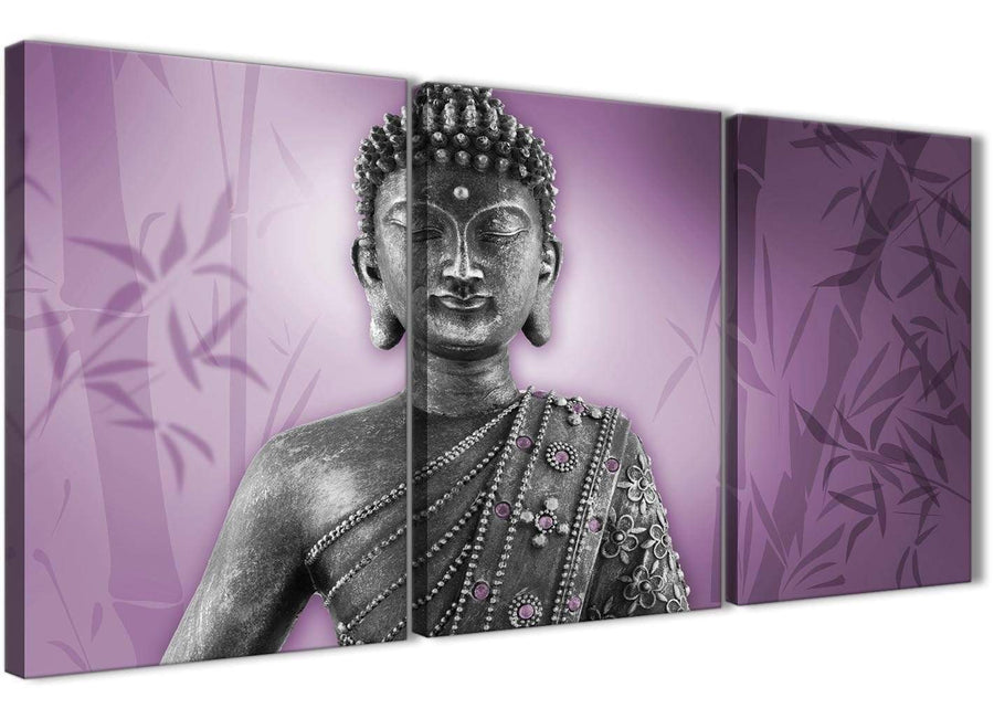 Oversized Purple And Grey Silver Wall Art Prints Of Buddha Canvas Multi 3 Part 3330 For Your Living Room