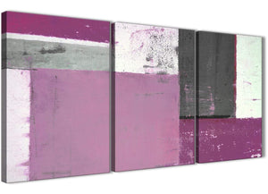 Oversized Purple Grey Abstract Painting Canvas Wall Art Picture Split 3 Panel 125cm Wide 3355 For Your Dining Room