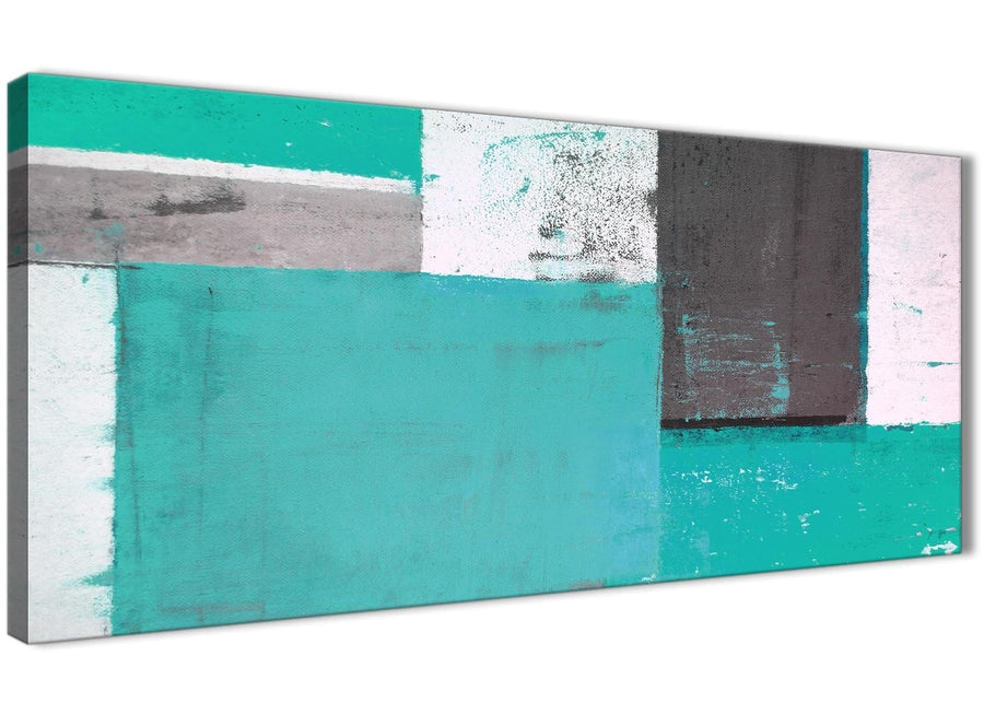 Oversized Turquoise Grey Abstract Painting Canvas Wall Art Modern 120cm Wide 1345 For Your Hallway