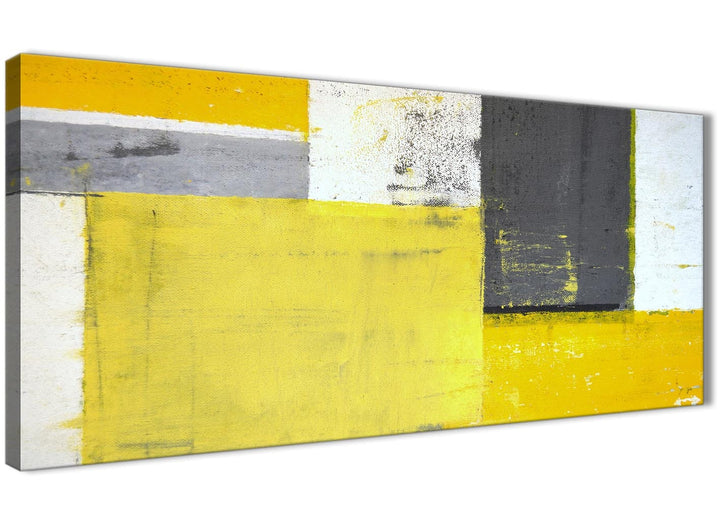 Oversized Yellow Grey Abstract Painting Canvas Modern 120cm Wide 1346 For Your Hallway - 1s346m
