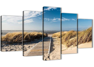 Oversized 5 Piece Landscape Canvas Wall Art Prints - Pathway to the Ocean - 5197 - 160cm XL Set Artwork