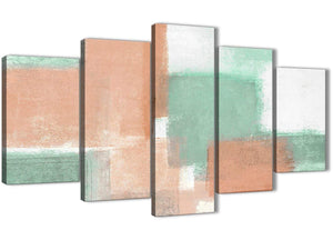 Oversized 5 Piece Peach Mint Green Abstract Dining Room Canvas Pictures Decor - 5375 - 160cm XL Set Artwork