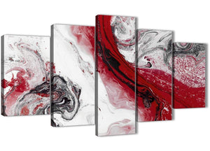 Oversized 5 Piece Red and Grey Swirl Abstract Bedroom Canvas Wall Art Decor - 5467 - 160cm XL Set Artwork
