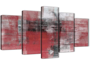 Oversized 5 Piece Red Black White Painting Abstract Dining Room Canvas Pictures Decor - 5397 - 160cm XL Set Artwork