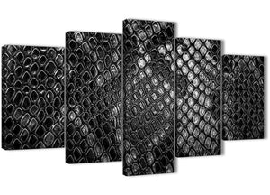 Oversized 5 Panel Black White Snakeskin Animal Print Abstract Bedroom Canvas Pictures Decor - 5510 - 160cm XL Set Artwork