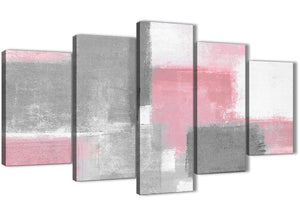 Oversized 5 Piece Blush Pink Grey Painting Abstract Dining Room Canvas Wall Art Decorations - 5378 - 160cm XL Set Artwork