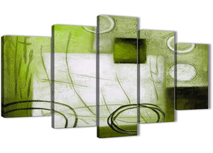 Oversized 5 Piece Lime Green Painting Abstract Bedroom Canvas Pictures Decor - 5431 - 160cm XL Set Artwork