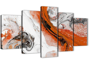 Oversized 5 Panel Orange and Grey Swirl Abstract Office Canvas Pictures Decorations - 5461 - 160cm XL Set Artwork