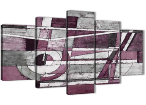 Oversized 5 Piece Plum Grey White Painting Abstract Office Canvas Pictures Decorations - 5408 - 160cm XL Set Artwork