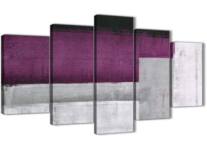 Oversized 5 Piece Purple Grey Painting Abstract Office Canvas Wall Art Decorations - 5427 - 160cm XL Set Artwork