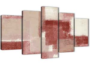 Oversized 5 Piece Red and Cream Abstract Dining Room Canvas Pictures Decorations - 5370 - 160cm XL Set Artwork