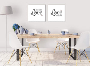 Small Canvas Pair Pictures All we Need is Love Word Art - Word Art - 2s477s - 49cm Square Wall Art