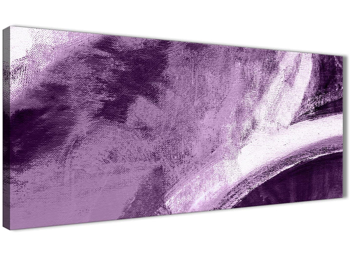 Panoramic Aubergine Plum and White - Living Room Canvas Wall Art Accessories - Abstract 1449 - 120cm Print - 1s449s