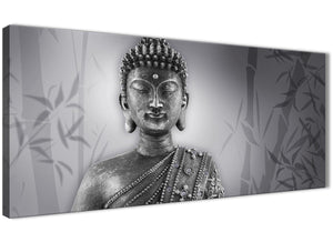 Panoramic Black White Buddha Bedroom Canvas Wall Art Accessories - 1373 - 120cm Print