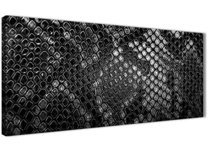 Panoramic Black White Snakeskin Animal Print Living Room Canvas Pictures Accessories - Abstract 1510 - 120cm Print