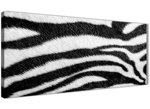 Panoramic Black White Zebra Animal Print Bedroom Canvas Wall Art Accessories - Abstract 1471 - 120cm Print