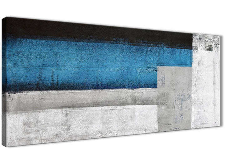 Panoramic Blue Grey Painting Living Room Canvas Wall Art Accessories - Abstract 1423 - 120cm Print - 1423