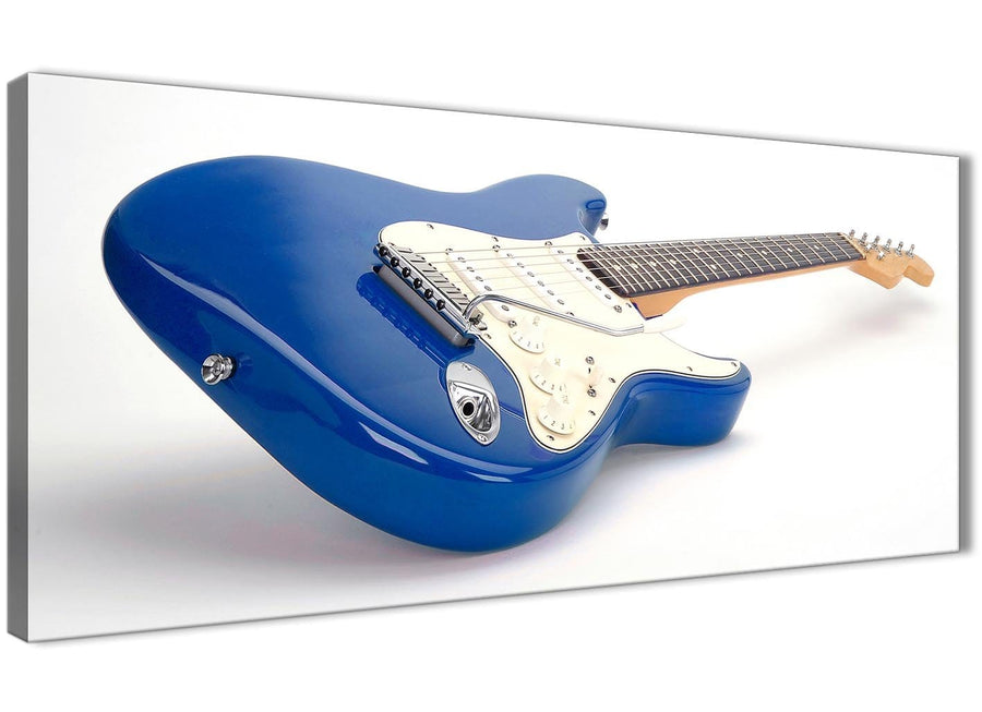 Panoramic Blue White Fender Electric Guitar - Bedroom Canvas Wall Art Accessories - 1447 - 120cm Print