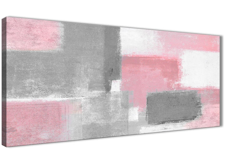 Panoramic Blush Pink Grey Painting Living Room Canvas Wall Art Accessories - Abstract 1378 - 120cm Print - 1378