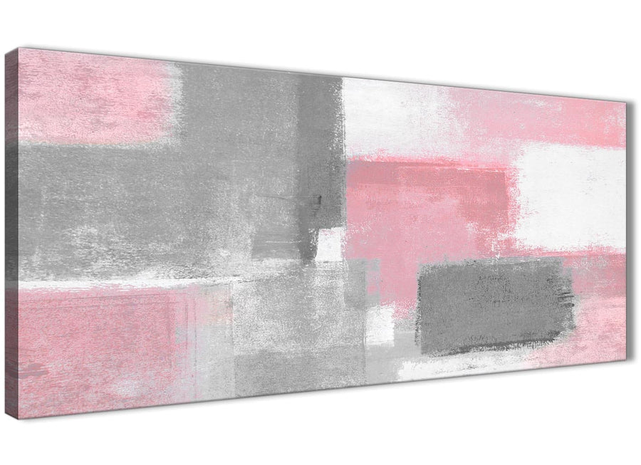Panoramic Blush Pink Grey Painting Living Room Canvas Wall Art Accessories - Abstract 1378 - 120cm Print