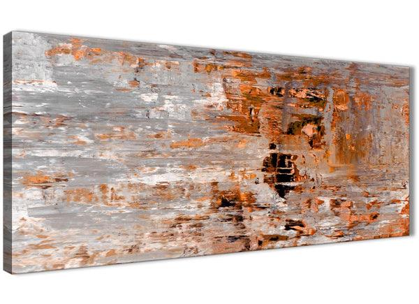 Panoramic Burnt Orange Grey Painting Living Room Canvas Wall Art Accessories - Abstract 1415 - 120cm Print