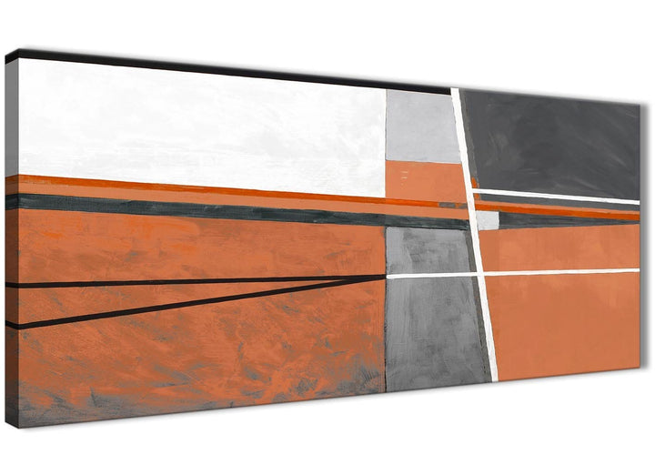 Panoramic Burnt Orange Grey Painting Living Room Canvas Wall Art Accessories - Abstract 1390 - 120cm Print - 3390