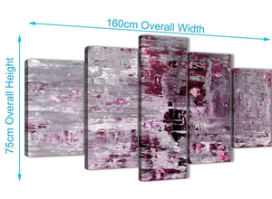 Panoramic Extra Large Plum Grey Abstract Painting Wall Art Print Canvas Split 5 Set 160cm Wide 5359 For Your Dining Room