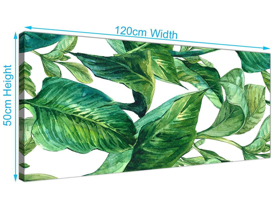 Panoramic Green Palm Tropical Banana Leaves Canvas Modern 120cm Wide 1324 For Your Kitchen