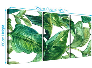 Panoramic Green Palm Tropical Banana Leaves Canvas Split Triptych 3324 For Your Living Room