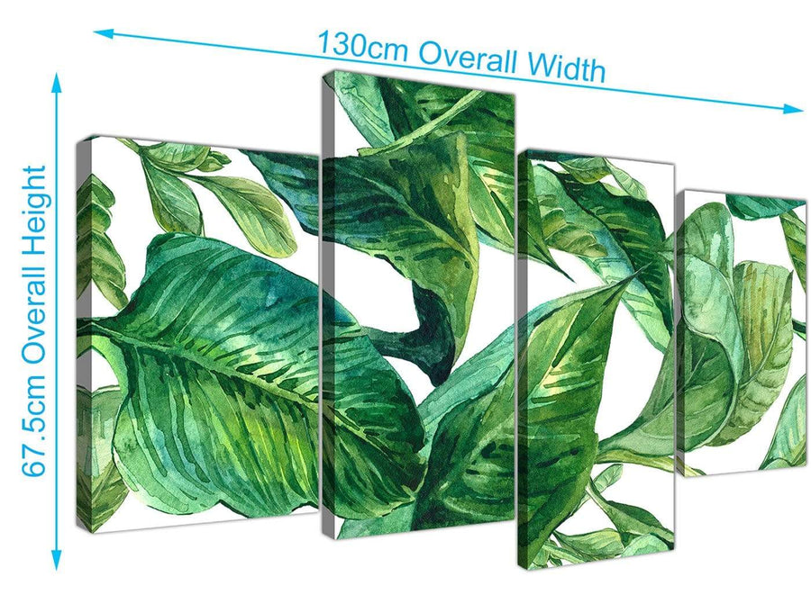 Panoramic Large Green Palm Tropical Banana Leaves Canvas Split 4 Part 4324 For Your Living Room