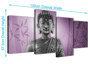 Panoramic Large Purple And Grey Silver Wall Art Prints Of Buddha Canvas Multi 4 Part 4330 For Your Dining Room