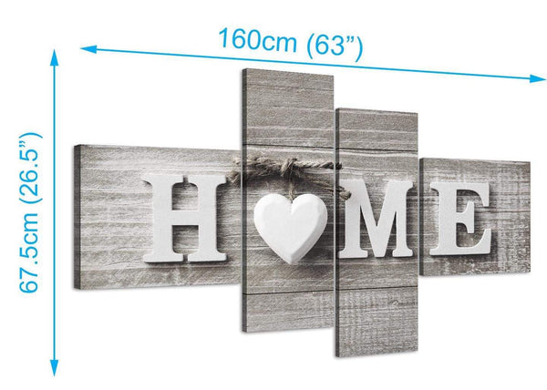 Panoramic Large Shabby Chic Home Quote Beige Canvas Multi 4 Panel 4317 For Your Bedroom