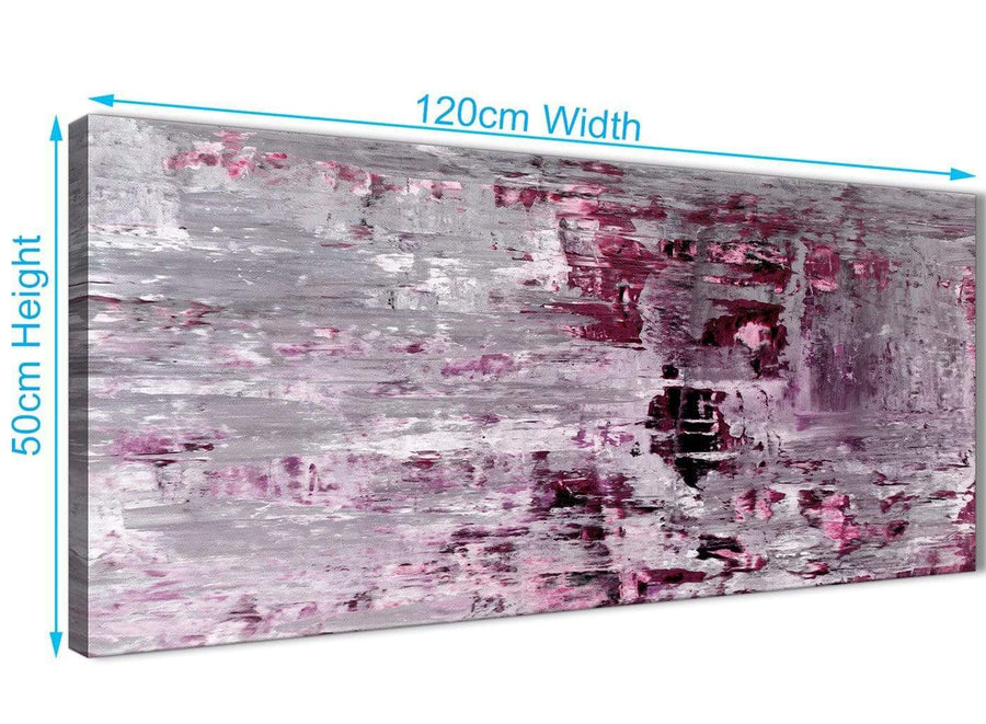 Panoramic Plum Grey Abstract Painting Wall Art Print Canvas Modern 120cm Wide 1359 For Your Bedroom