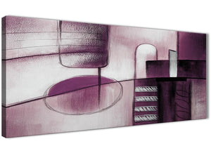 Panoramic Plum Grey Painting Living Room Canvas Wall Art Accessories - Abstract 1420 - 120cm Print