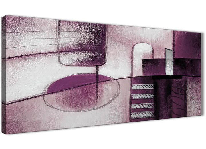 Panoramic Plum Grey Painting Living Room Canvas Wall Art Accessories - Abstract 1420 - 120cm Print - 4420