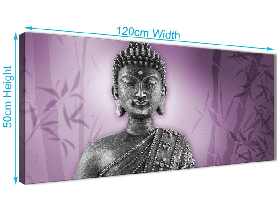 Panoramic Purple And Grey Silver Wall Art Prints Of Buddha Canvas Modern 120cm Wide 1330 For Your Hallway
